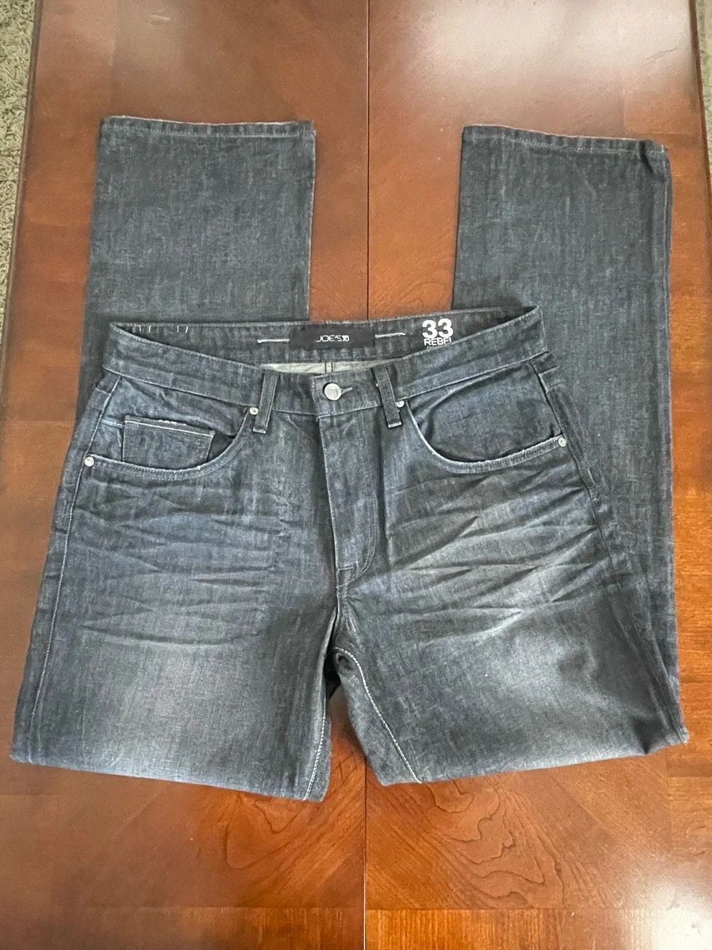 Joe’s Jeans Rebel Fit Black Denim Straight Leg W33 Made in USA Look